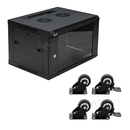 Coffret 19  porte vitrée 9U profondeur 300 noir en monté avec sachet